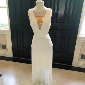 High-low white dress with sheer front